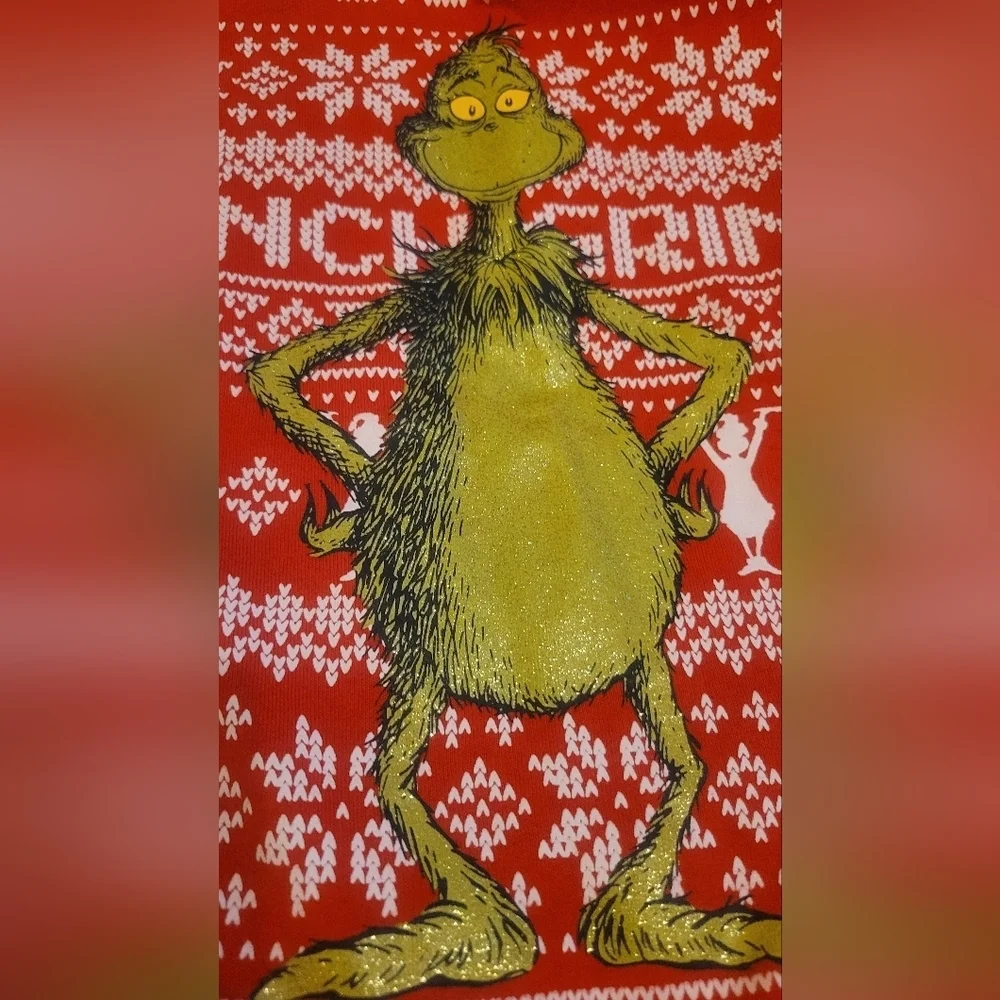 Grinch Red Cristmas Kids Sweater Top Sz 5